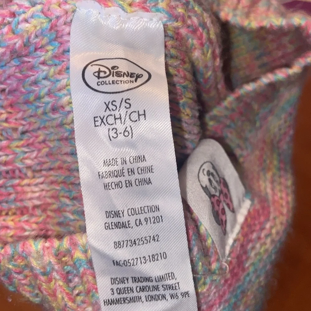 Disney Minnie Mouse Bow Beanie Xsmall/small fits size 3-6 100 polyester Pastels